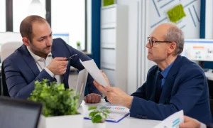 Professional financial review meeting